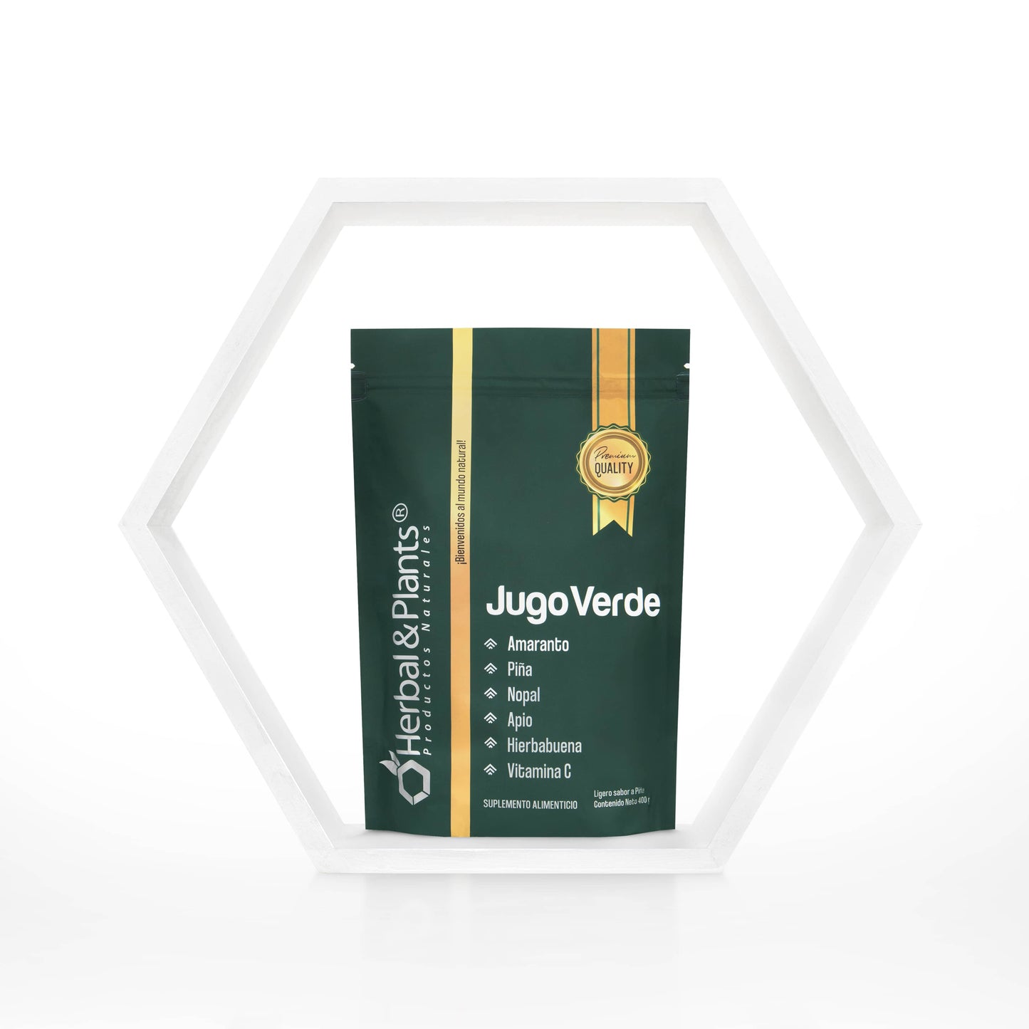 Jugo Verde Suplemento Alimenticio En Polvo Antioxidantes Vitamina C Fibras naturales Con Nopal Amaranto Piña 400 g