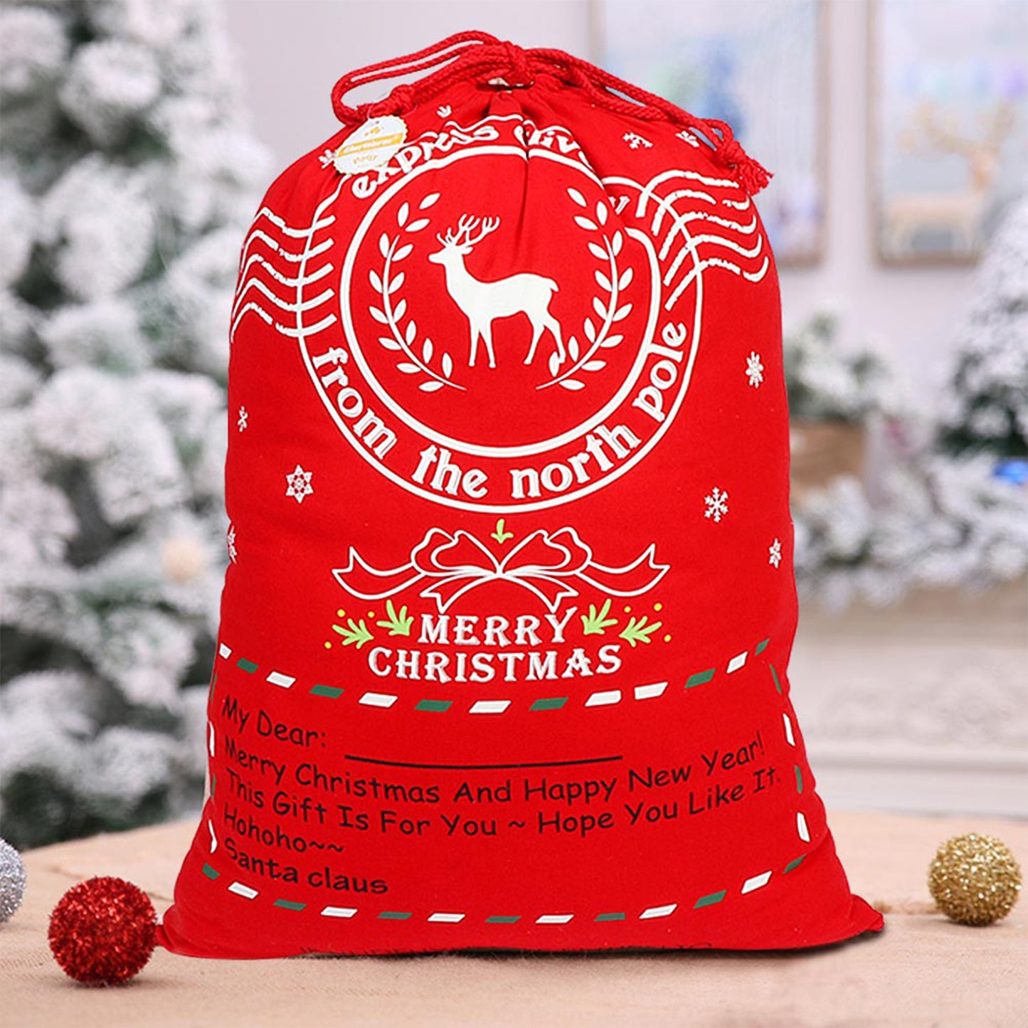 Bolsas de regalo de Navidad con cordón, bolsas de regalo de Navidad reutilizables
