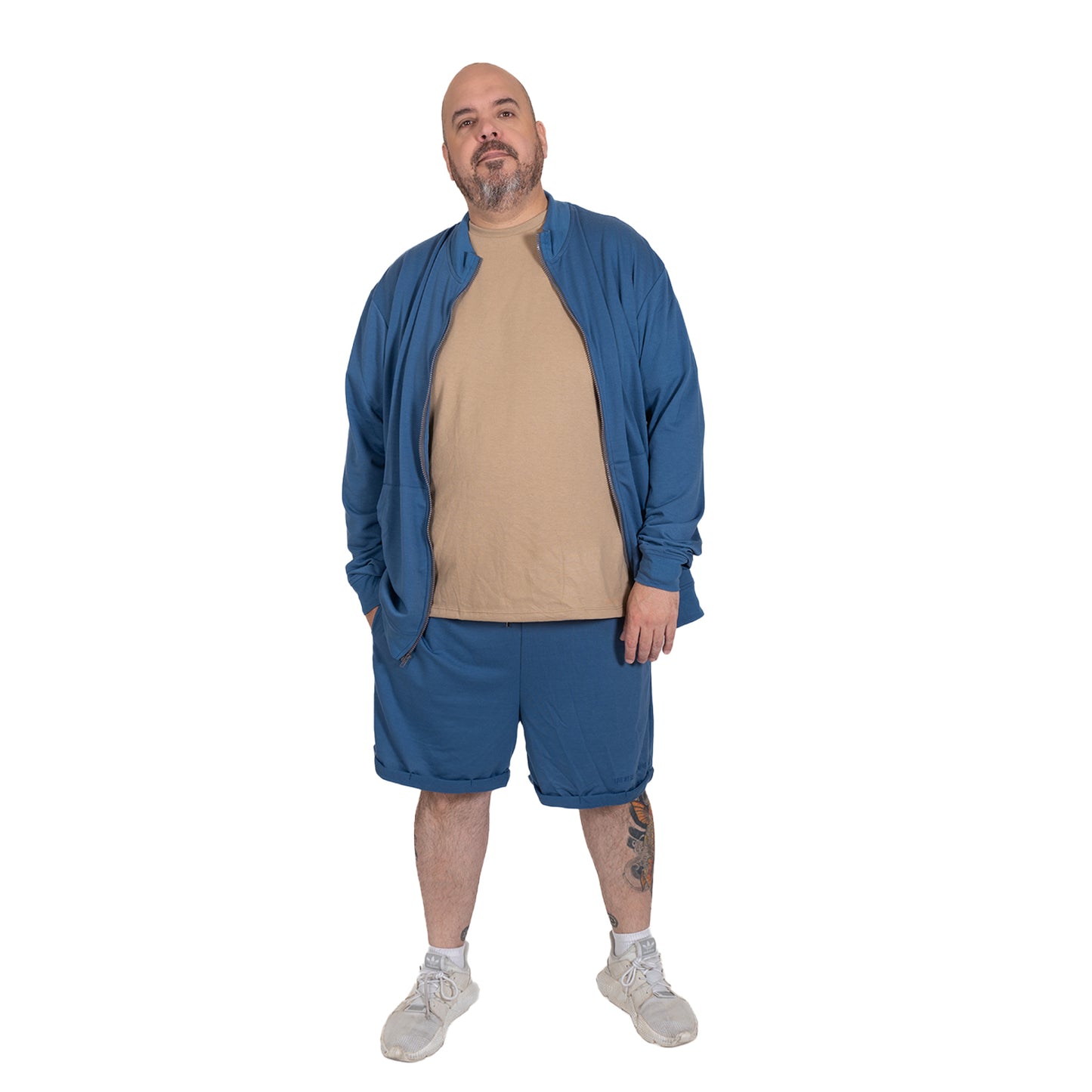 Conjunto Azul de Sudadera y Short LOVE MY FIT