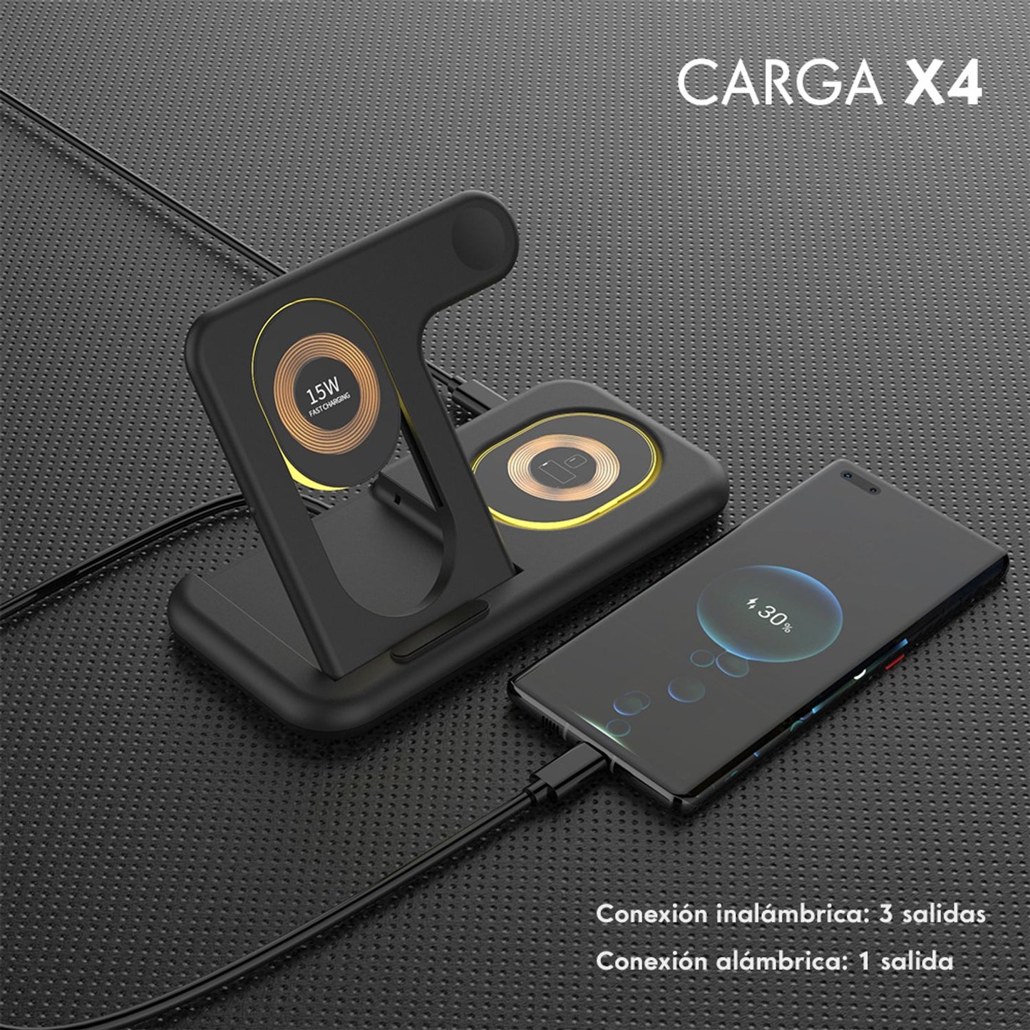 Estación De Carga Inalámbrica Rápida 4 En 1