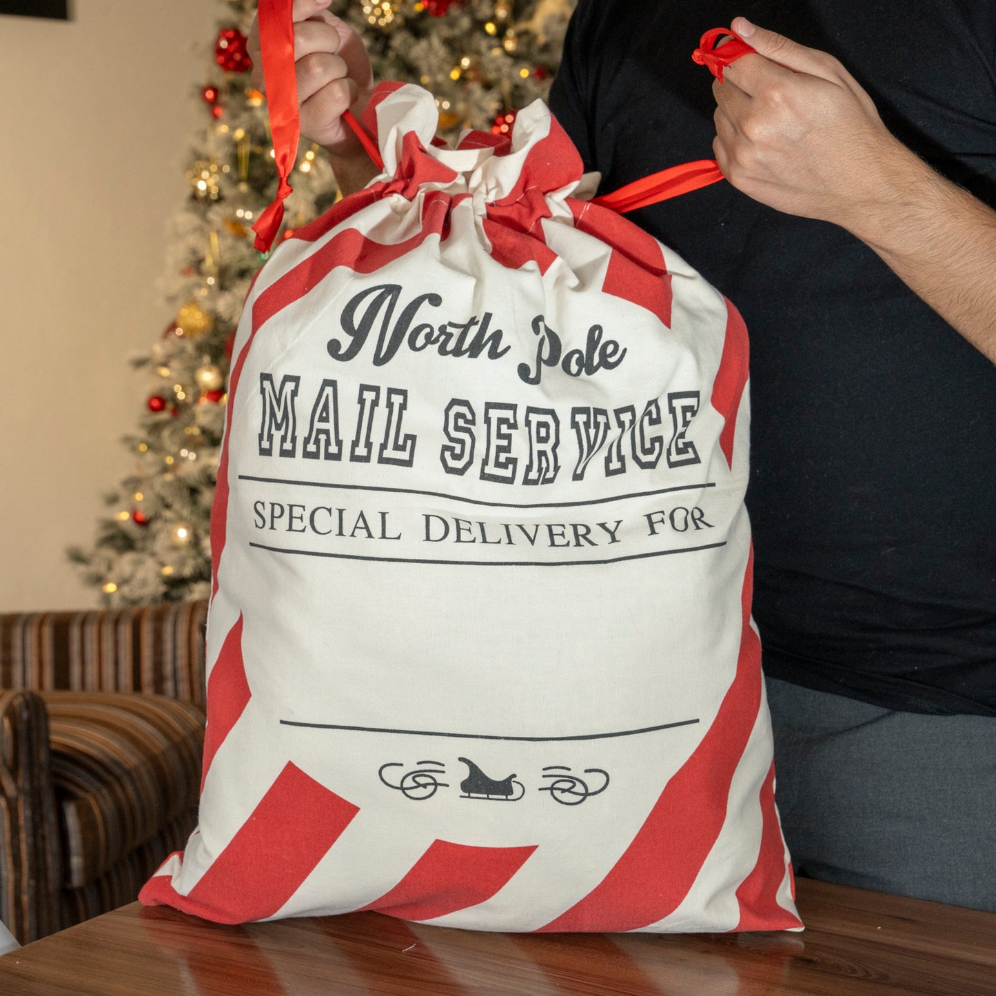 Bolsas de regalo de Navidad con cordón, bolsas de regalo de Navidad reutilizables