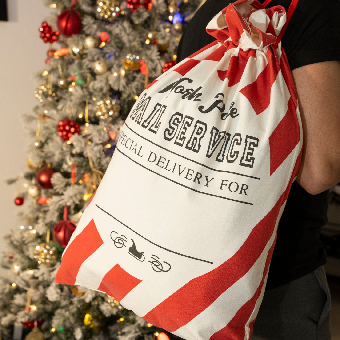 Bolsas de regalo de Navidad con cordón, bolsas de regalo de Navidad reutilizables