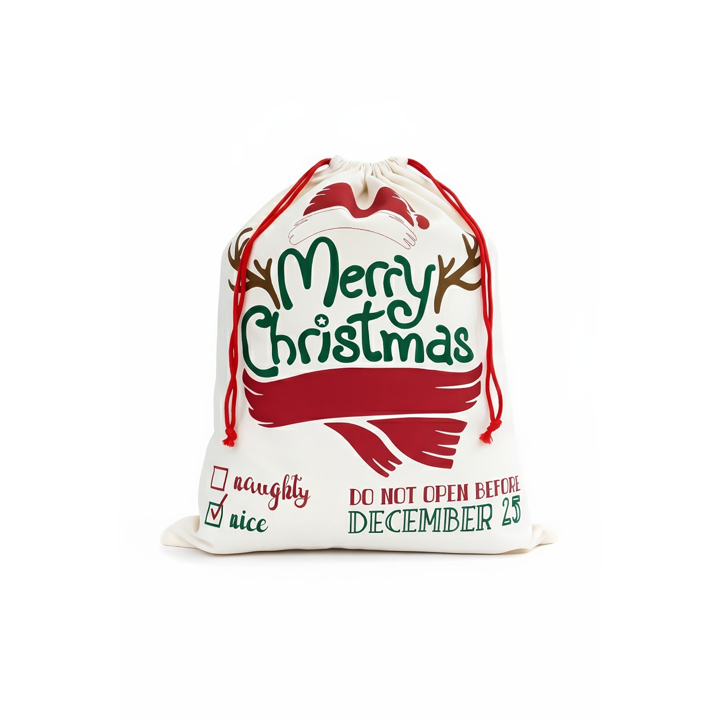 Bolsa Navideña Costal Para Regalos Amplia 70×50 cm Costal de Tela Reutilizable para Envolver Regalos Navideños