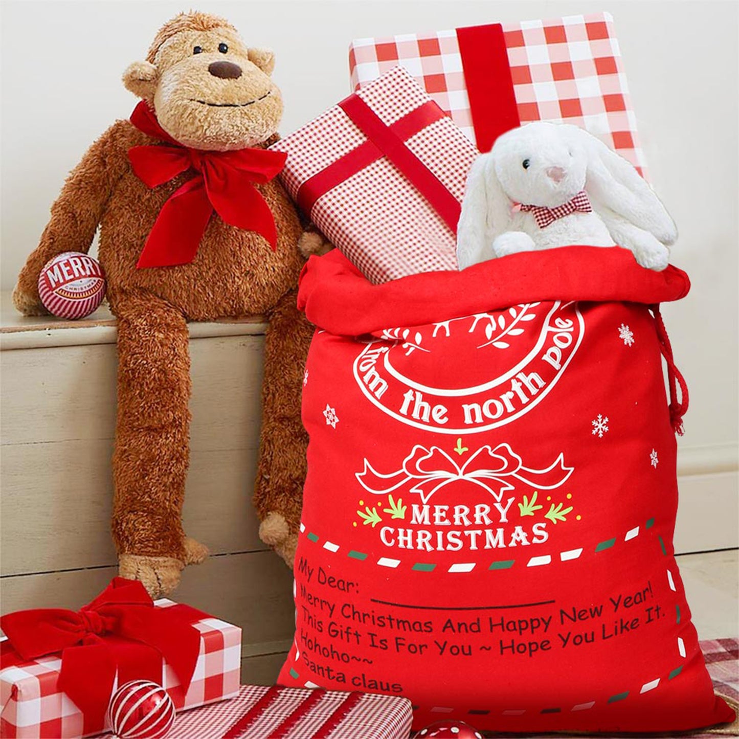Bolsas de regalo de Navidad con cordón, bolsas de regalo de Navidad reutilizables (paquete de 4)