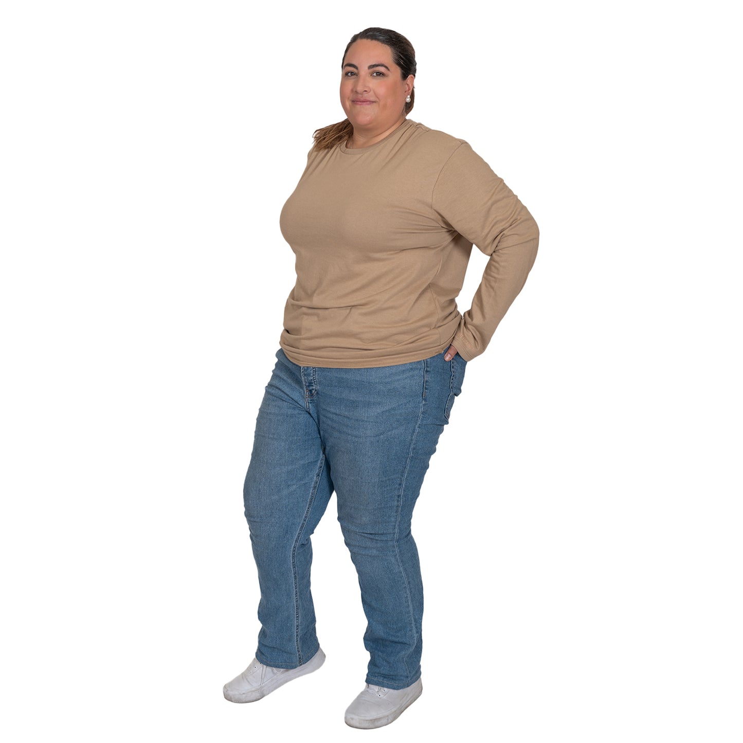 LOVE MY FIT Playera Beige Cuello Redondo Manga Larga
