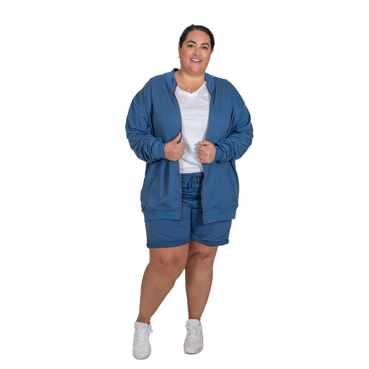 Conjunto Azul de Sudadera y Short LOVE MY FIT