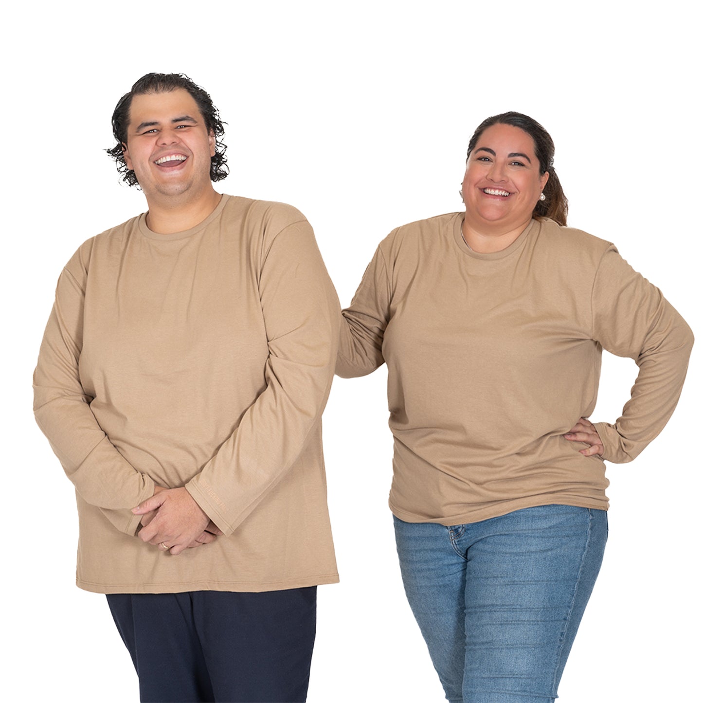 LOVE MY FIT Playera Beige Cuello Redondo Manga Larga