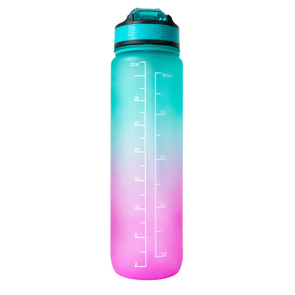 Botella motivacional de 1lt con popote plástico integrado - FRUTILUPI SHOP