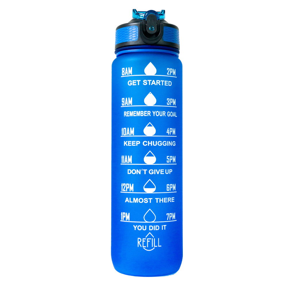 Botella motivacional de 1lt con popote plástico integrado - FRUTILUPI SHOP