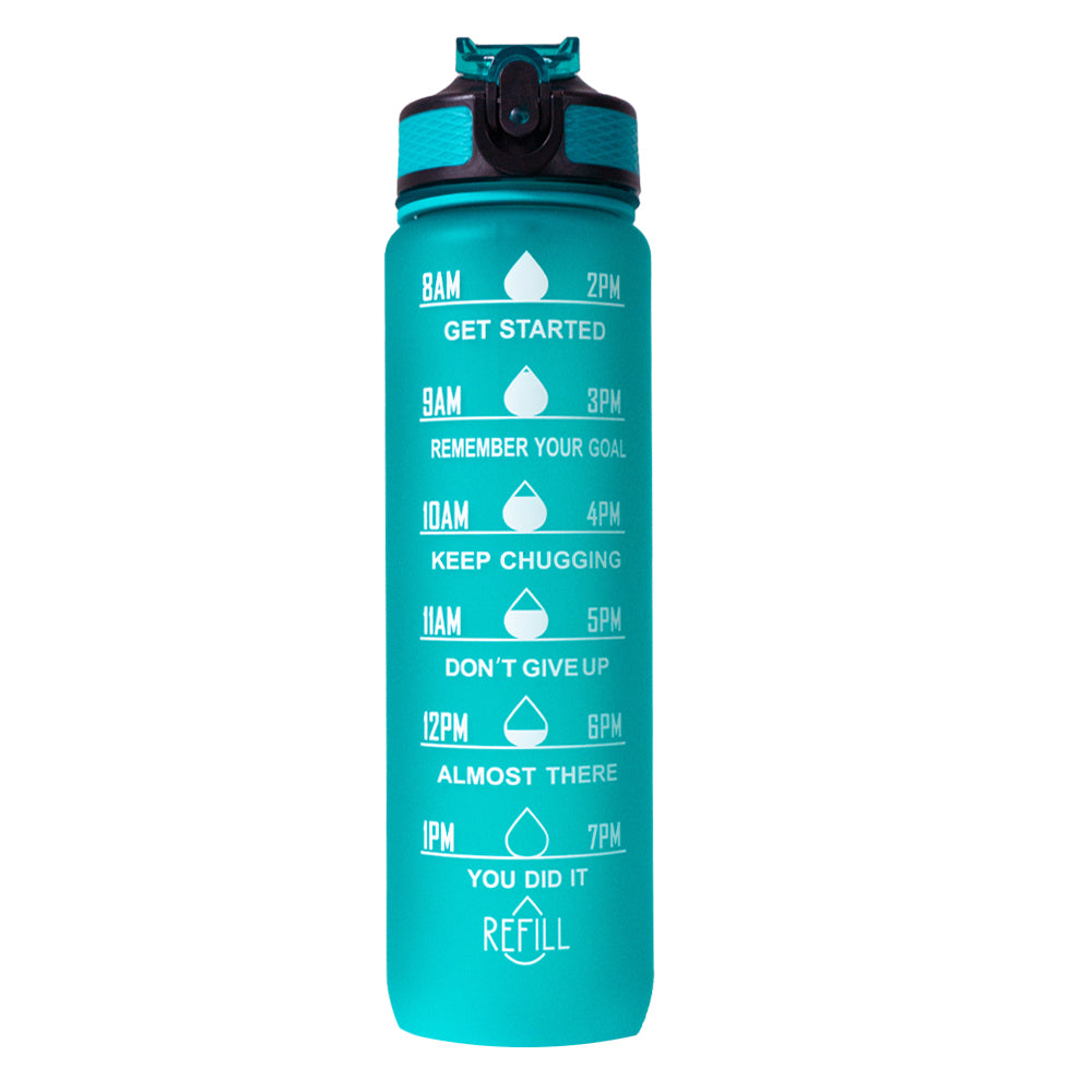 Botella motivacional de 1lt con popote plástico integrado - FRUTILUPI SHOP