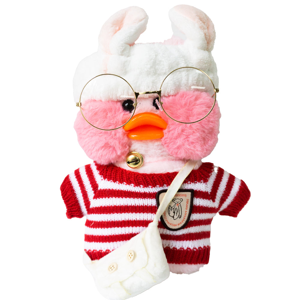 Pato de peluche Lalafanfan con accesorios, lentes, bolso, collar (30 cm) - FRUTILUPI SHOP