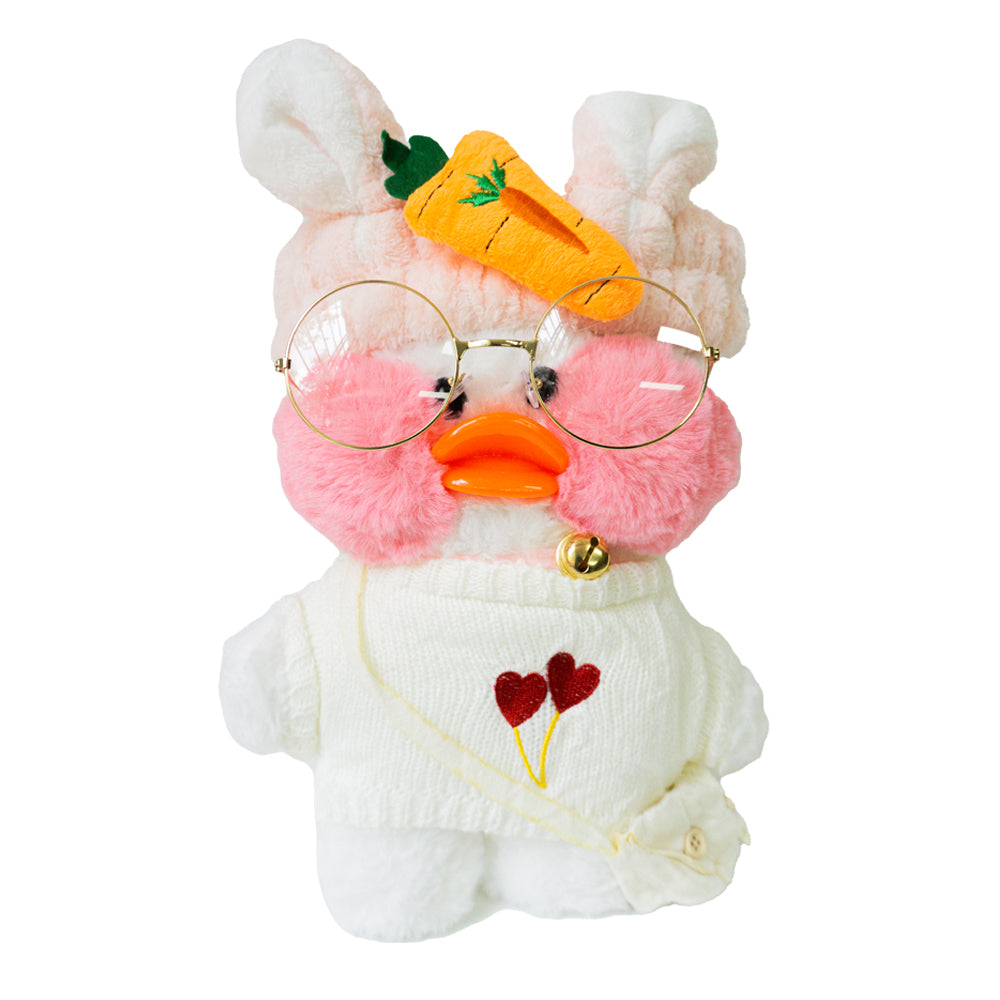 Pato de peluche Lalafanfan con accesorios, lentes, bolso, collar (30 cm) - FRUTILUPI SHOP
